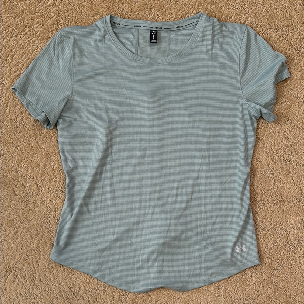 Under Armour Fitted Short Sleeve Tee- teal, Large
